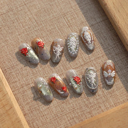 Baroque Angel Archery Wing Butterfly Retro Totem European Border Rose Flower Lace Chic Adhesive Nail Art Sticker Manicure Decals (ONLINE ORDER ONLY)