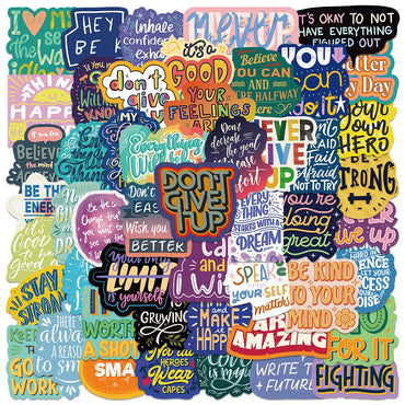 10/50Pcs Inspirational English Phrases Stickers Motivational Graffiti Decals DIY Diary Phone Laptop Luggage Skateboard Sticker (Online Order Only)