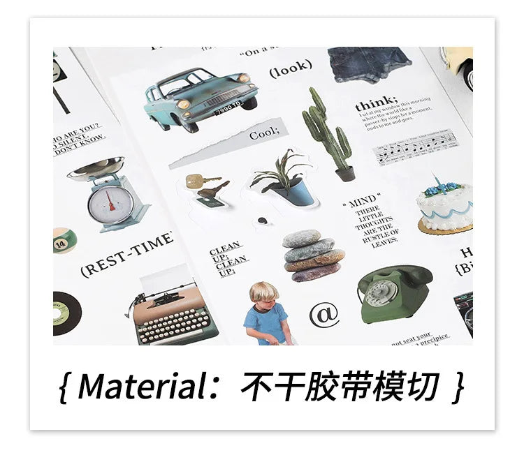 2Pc Ins Cute Retro Sticker Planner Collage Scrapbook DIY Material Decoration Stickers Personalized Art Supplies Stationery (ONLINE ORDER ONLY)