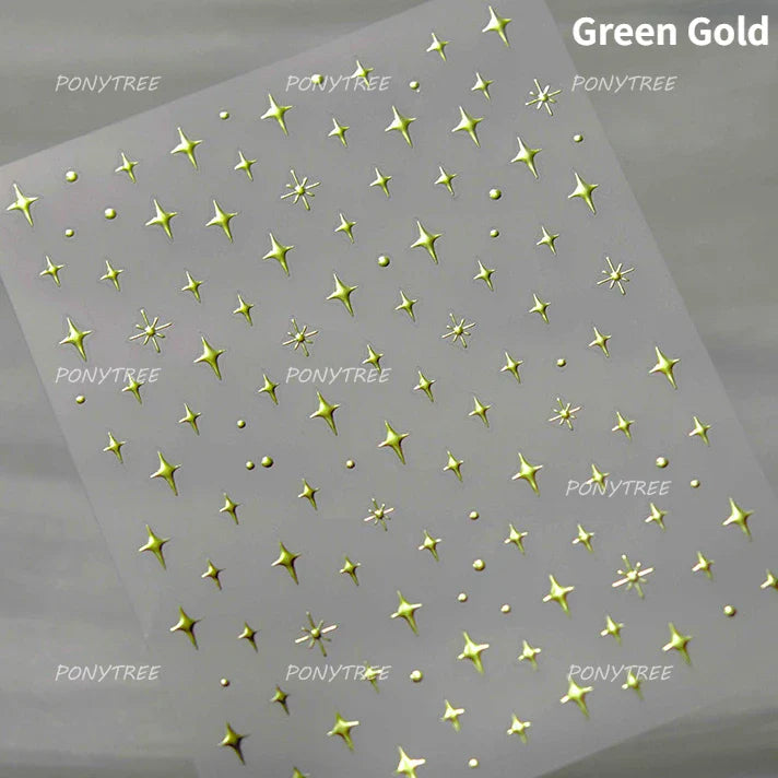 Sparkle Laser Silver Starburst Five-pointed Star Geometric Tiny Spot Romantic 5D Self Adhesive Nail Art Stickers Manicure Decals (ONLINE ORDER ONLY)