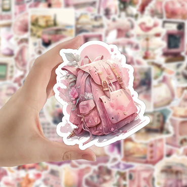 10/30/60PCS Cute Vintage Pink Stickers Graffiti Cartoon Decals DIY Waterproof Motorcycle Notebook Laptop Phone Bike Car Kids Toy (Online Order Only)