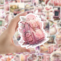 10/30/60PCS Cute Vintage Pink Stickers Graffiti Cartoon Decals DIY Waterproof Motorcycle Notebook Laptop Phone Bike Car Kids Toy (ONLINE ORDER ONLY)