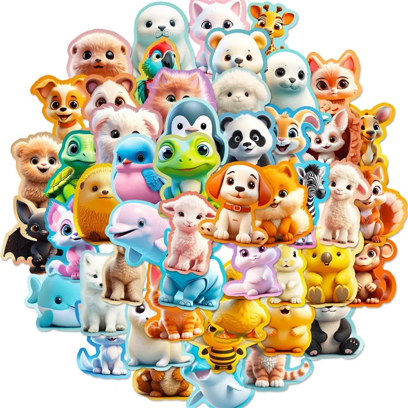 10/30/50PCS Cute 3D Cartoon Animal PVC Sticker Aesthetic Chidlren's Stationery Decoration Scrapbooking School Supplies for Kids (ONLINE ORDER ONLY)