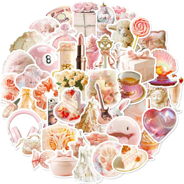 10/50PCS Cute Pink Ballet Girls Stickers Ins Style Decals DIY Luggage Notebook Suitcase Laptop Phone Kawaii Decoration Sticker (Online Order Only)