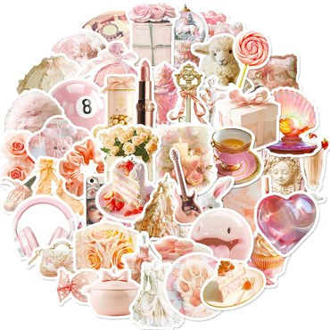 10/50PCS Cute Pink Ballet Girls Stickers Ins Style Decals DIY Luggage Notebook Suitcase Laptop Phone Kawaii Decoration Sticker (Online Order Only)
