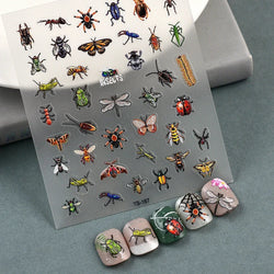 Chic Dragonfly Spider Insect Butterfly 3D Self Adhesive Nail Art Decoration Sticker Heart Puppy Flower Manicure Decal Y2K Flower (ONLINE ORDER ONLY)