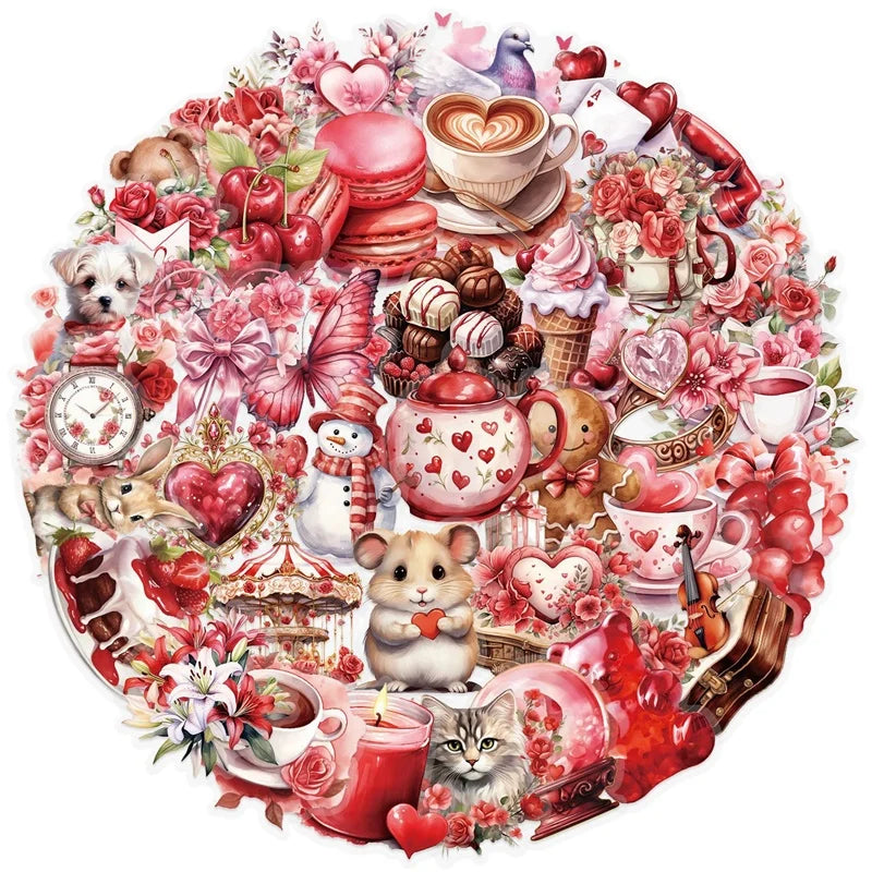 50PCS Kawaii Red Love PET Sticker Aesthetic Decoration Scrapbooking Stationery DIY Hand Accounting Supplies for Kids (ONLINE ORDER ONLY)