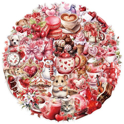 50PCS Kawaii Red Love PET Sticker Aesthetic Decoration Scrapbooking Stationery DIY Hand Accounting Supplies for Kids (ONLINE ORDER ONLY)