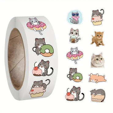 100-500pcs Cute Cat Animal Reward Sticker New Kids' Motivational Stickers DIY Creative Stationery Office Self-adhesive Lable (ONLINE ORDER ONLY)