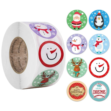 100-500pcs Christmas Stickers Roll Cartoons Gift Card Party Package Cute Santa Label Sealing Decor Party Supplies For Reward Kid (ONLINE ORDER ONLY)