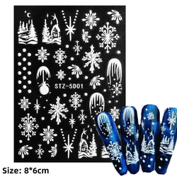 Cute Deer Christmas Nail Stickers 5D Embossed Elk Star Gingerbread Man Snowflake Santa Claus Holly DIY Winter Engraved Manicure* (ONLINE ORDER ONLY)