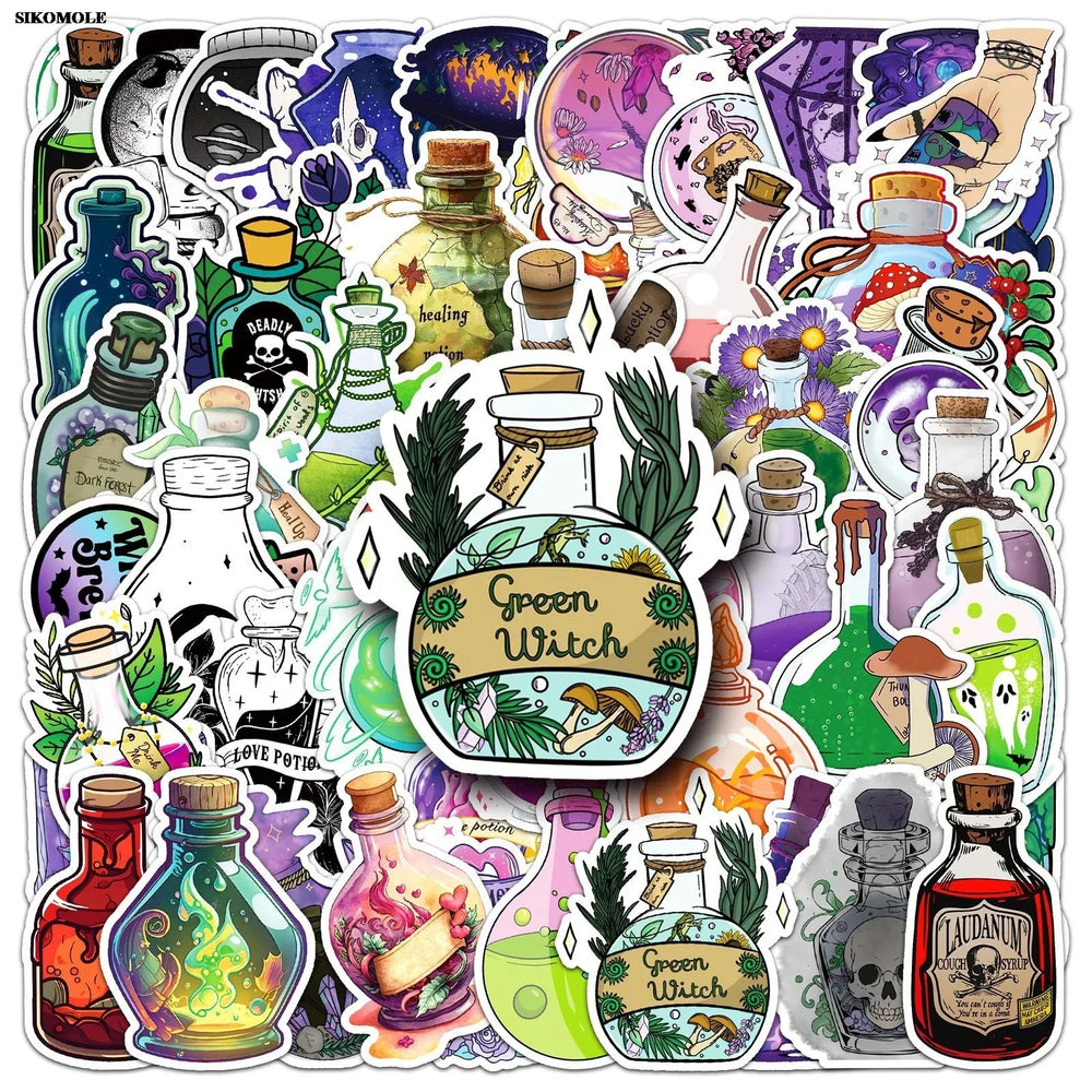 Cartoon Magic Potion Stickers Pack - Aesthetic Graffiti Decals for Phone & Luggage (ONLINE ORDER ONLY)