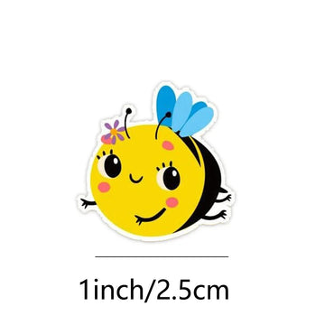100-500pcs Cartoon Bee Stickers Cute Decals DIY Skateboard Phone Bike Fridge Reward Sealing Label Stationery Sticker (Online Order Only)