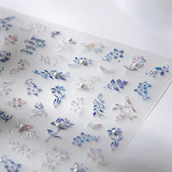 Blue Flower Vivid Bird Hope Can Set You Free Magpie Leaf Pearl Letter Adhesive Nail Art Sticker Aesthetic Beauty Manicure Decal (ONLINE ORDER ONLY)