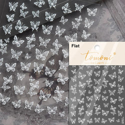 Charming Beautiful Black White Small Butterfly Flower Petal Love Heart Bowknot 5D Self Adhesive Nail Art Sticker Manicure Decals (Online Order Only)