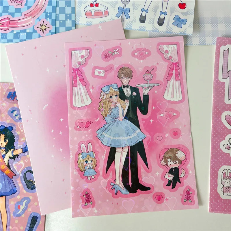 Cute Retro Comic Girl Stickers Diary Scrapbooking DIY Album Decoration Sticker Couple Aesthetic Kawaii Stationery Stick Label (ONLINE ORDER ONLY)
