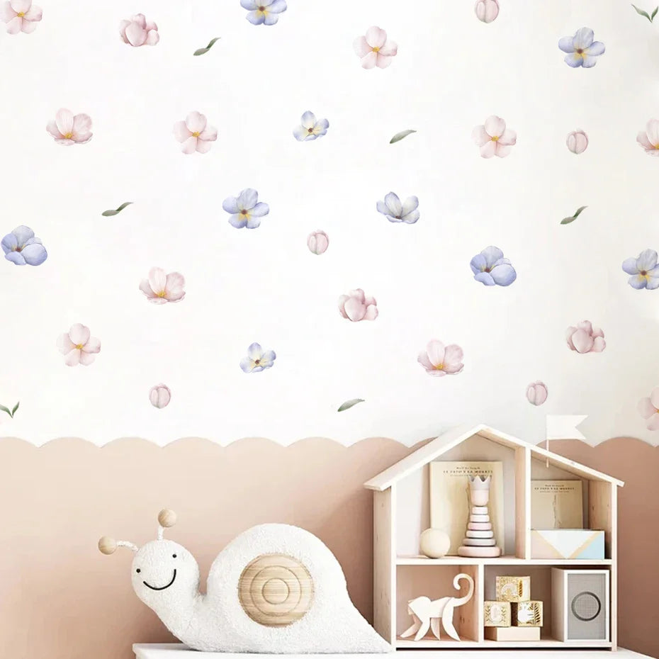 Boho Pink Watercolor Flower Wall Stickers Nursery Decals Girl Room (ONLINE ORDER ONLY)