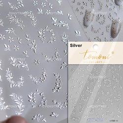 Embroidered Butterfly Flower Colourful Gradient Morning Glory Leaves Self Adhesive Nail Art Stickers Rhinestone Manicure Decals (ONLINE ORDER ONLY)