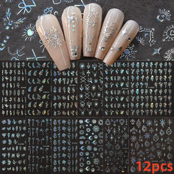 12pcs 3D Golden Glitter Heart Love Nail Stickers Valentine Self Adhesive Cute Cartoon Decal Geometry Slider Manicure Decoration* (ONLINE ORDER ONLY)