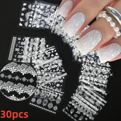 50 Sheets! 3D Flower Nail Art Stickers Decals NOT Repeat Black/White/Colorful Self Adhesive Nail Sticker Decals Random Pattern * (ONLINE ORDER ONLY)