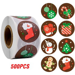 100-500pcs Merry Christmas DIY Handmade Sticker Package Thank You Label Sealing Stickers Party Festive Decor Supplies Children (ONLINE ORDER ONLY)