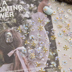 Colourful Daisy Cosmos Hot Stamping Petal Delicate and Pretty Plant Self Adhesive Nail Art Decoration Stickers Manicure Decals (ONLINE ORDER ONLY)