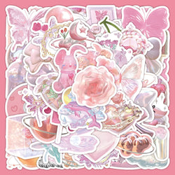 Cute Pink Aesthetic Stickers: 10/30/60pcs Waterproof Cartoon Decals for Skateboard, Scrapbook, Phone, Helmet, Car (Online Order Only)