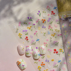 Colourful Butterfly Rose Flower Tulip Daisy Moth Orchid Narcissus 3D Self Adhesive Nail Art Decorations Stickers Manicure Decals (ONLINE ORDER ONLY)