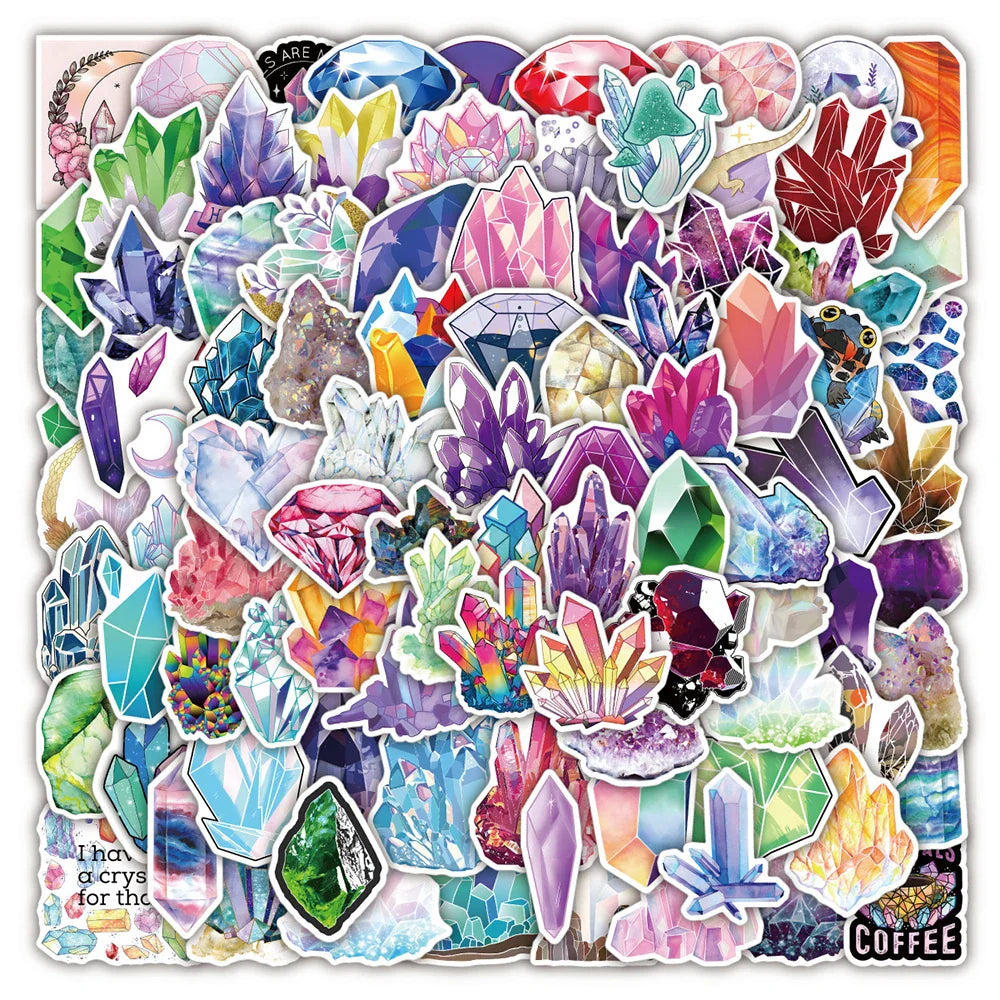 Colorful Crystal Graffiti Stickers for Water Bottle, Laptop, Skateboard, Car, Motorcycle, Luggage - 10/30/50/100pcs (ONLINE ORDER ONLY)