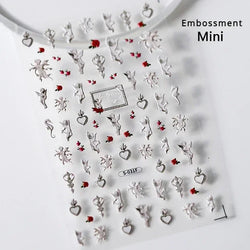Chic Retro Rose Photo Frame Dried Flower Petal Self Adhesive Nail Art Stickers 5D Hot Stamping Relief Rhinestone Manicure Decals (Online Order Only)