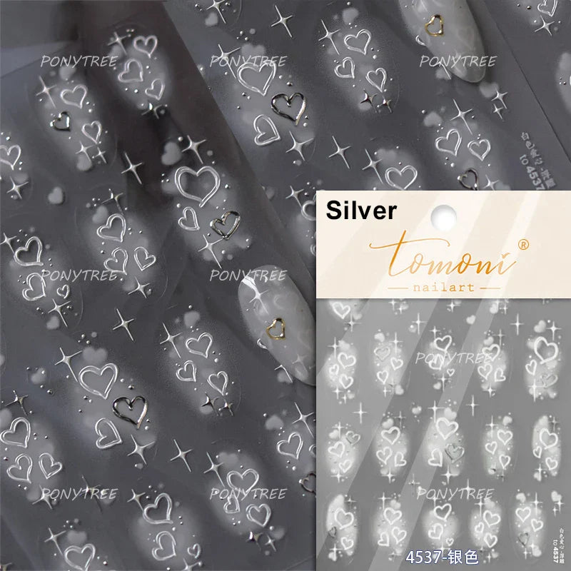 Red Sexy Love Heart Flower Hot Stamping Wing Star Moon Bowknot Sun Punk Adhesive Nail Art Decorations Stickers Manicure Decals (ONLINE ORDER ONLY)