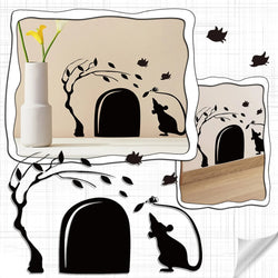 Funny Mouse Hole Wall Stickers Living Room Decor Waterproof Pvc Home Decoration Art Refrigerator Decals Creative Diy Decor (ONLINE ORDER ONLY)