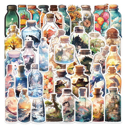 10/30/50PCS The Big World in a Bottle Aesthetic Animal Cute Stickers Cartoon Decals Toys Scrapbook Phone Laptop Car Sticker Gift (ONLINE ORDER ONLY)