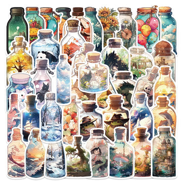 10/30/50PCS The Big World in a Bottle Aesthetic Animal Cute Stickers Cartoon Decals Toys Scrapbook Phone Laptop Car Sticker Gift (ONLINE ORDER ONLY)