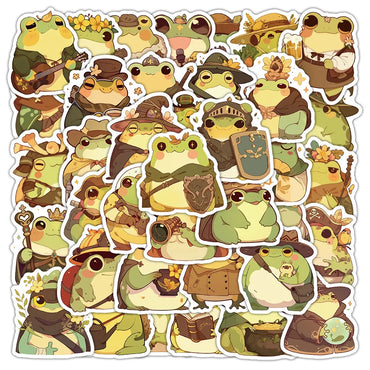 10/30/50PCS Kawaii Frog Cartoon Stickers Retro Style Sticker Cute Animal Meme DIY Luggage Laptop Phone Guitar Bike Skateboard (Online Order Only)