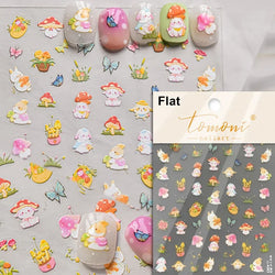 Dog Rabbit Line Bunny Footprint Bowknot Heart Cake Strawberry Flowers Bone Graffiti Adhesive Nail Art Stickers Manicure Decals (ONLINE ORDER ONLY)