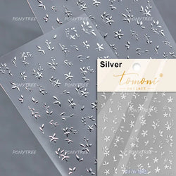 Embroidered Butterfly Flower Colourful Gradient Morning Glory Leaves Self Adhesive Nail Art Stickers Rhinestone Manicure Decals (ONLINE ORDER ONLY)