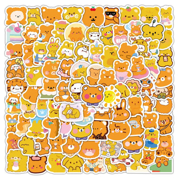 100pcs Kawaii Bear Cartoon Sticker Pack - Waterproof for Laptop, Phone, Car, DIY (ONLINE ORDER ONLY)