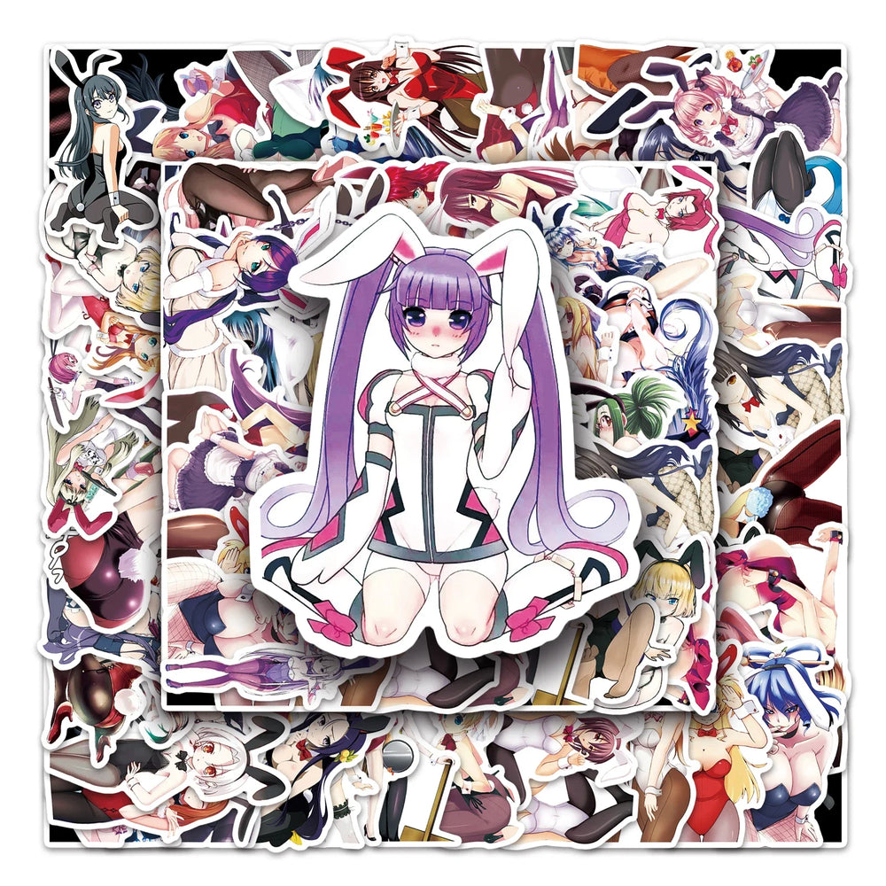 50Pcs Rabbit Girl Cartoon Waterproof Vinyl Stickers for Skateboard Snowboard (Online Order Only)