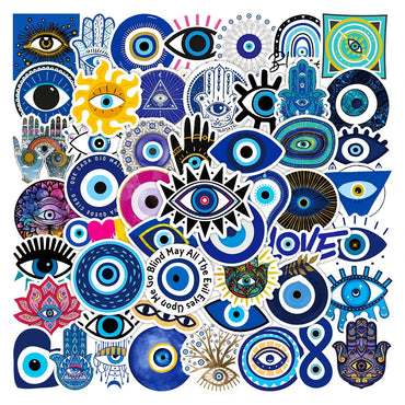 10/30/50pcs Cool Turkish Evil Eye Cartoon Stickers Skateboard Laptop Motorcycle Luggage Phone Car Graffiti Sticker Decal Kid Toy (ONLINE ORDER ONLY)
