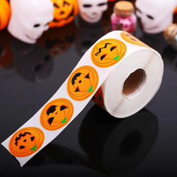 100-500pcs Halloween Skeleton Round Sticker Envelope Sealing Labels Candy Bag Sticker Halloween Decoration Decor Pumpkin (Online Order Only)