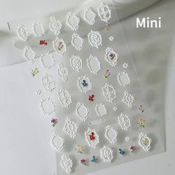 Chic Retro Rose Photo Frame Dried Flower Petal Self Adhesive Nail Art Stickers 5D Hot Stamping Relief Rhinestone Manicure Decals (Online Order Only)