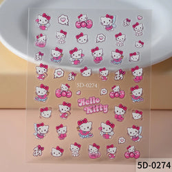 1pc 5D Pink/Black Hello Kitty Nail Art Stickers Anime Cartoon Japanese Cartoon KT Cat Manicure Decal Luxury DIY Nail Accessories (ONLINE ORDER ONLY)