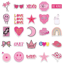 10/30/50PCS Cute Pink Thing PVC Sticky Sticker Aesthetic DIY Korean Stationery Decoration Scrapbooking School Supplies for Kids (Online Order Only)