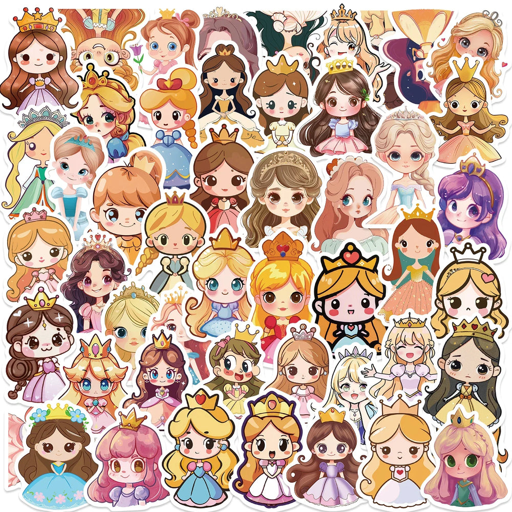 50pcs Cute Princess Stickers Waterproof DIY Skateboard Phone Laptop Decals (ONLINE ORDER ONLY)