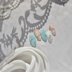Cute 3D White Rose Flower Lace Bud Silk Bowknot Butterfly Dreamy Shiny Relief Chic Self Adhesive Nail Art Sticker Manicure Decal (ONLINE ORDER ONLY)