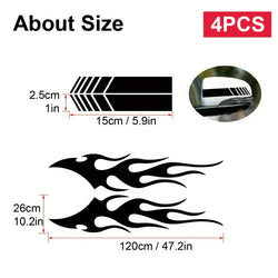 4pcs Fashion for Car Sticker Flame Flame Car Body Sticker Striped Door Decal Waterproof Decorative Waterproof Vinyl Decals (ONLINE ORDER ONLY)