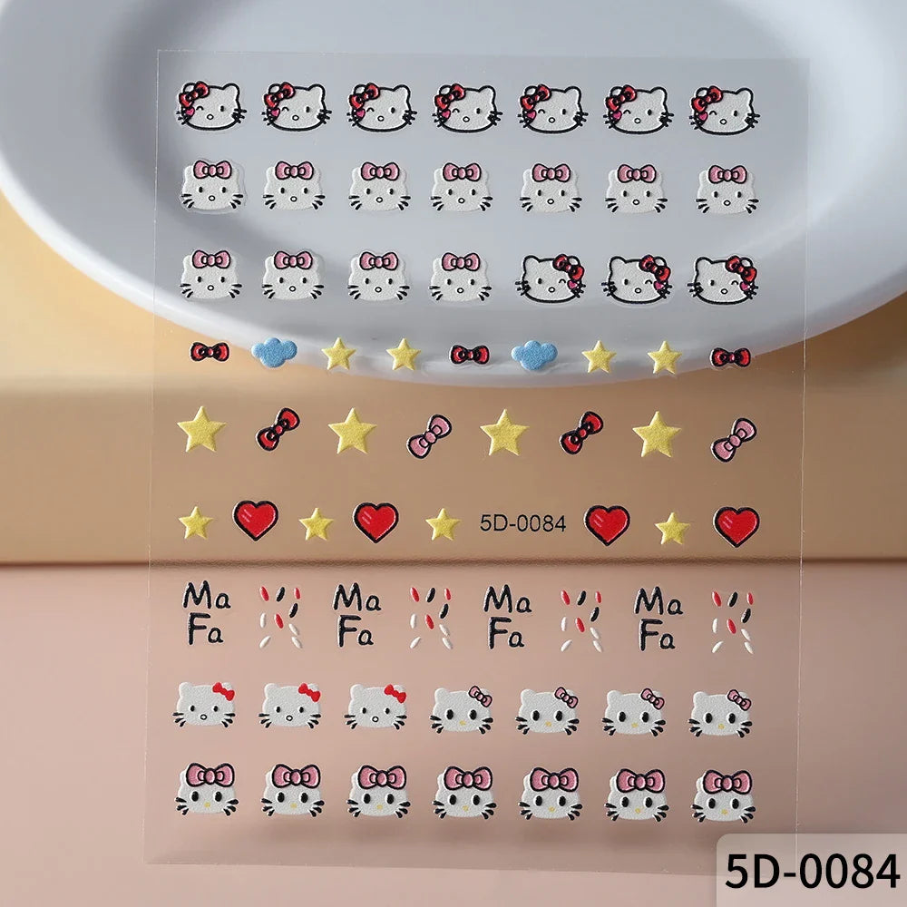1pc 5D Pink/Black Hello Kitty Nail Art Stickers Anime Cartoon Japanese Cartoon KT Cat Manicure Decal Luxury DIY Nail Accessories (ONLINE ORDER ONLY)