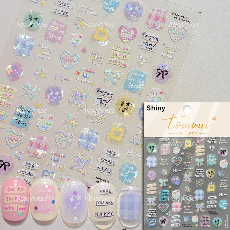 Bear Bowknot Bag Dessert Apple Core Earphone Cup Tulip Cherry Milk Cake Cookies Flower Adhesive Nail Art Stickers Manicure Decal (ONLINE ORDER ONLY)
