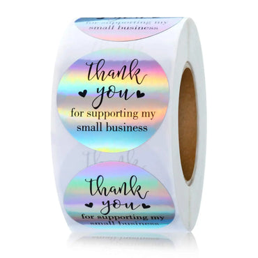100-500PC Labels Rainbow Laser Thank You Stickers for Small Business Stickers Adhesive Labels for Boutiques Wrapping Supplies (ONLINE ORDER ONLY)